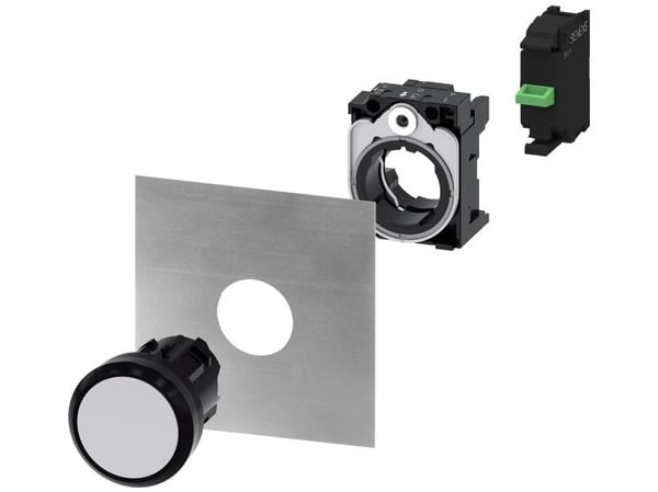 Siemens 3SU1000-0BB60-0AA0 Tryckknapp frontring plast, rund knapp svart, vit 1 st
