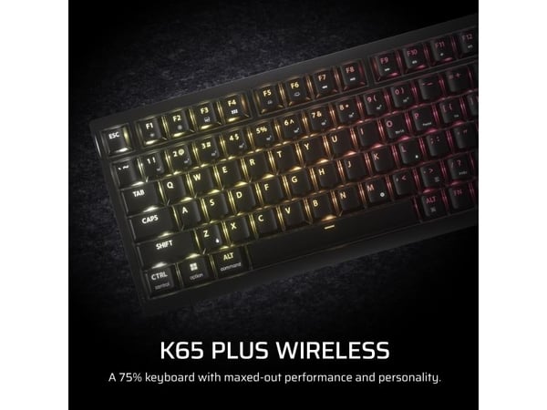 CORSAIR K65 PLUS Wireless - Tangentbord - 75% - compact - backlit - trådlös - QWERTY - Nordisk - tangentbrytare: CORSAIR MLX Red