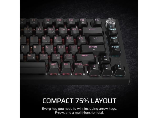 CORSAIR K65 PLUS Wireless - Tangentbord - 75% - compact - backlit - trådlös - QWERTY - Nordisk - tangentbrytare: CORSAIR MLX Red