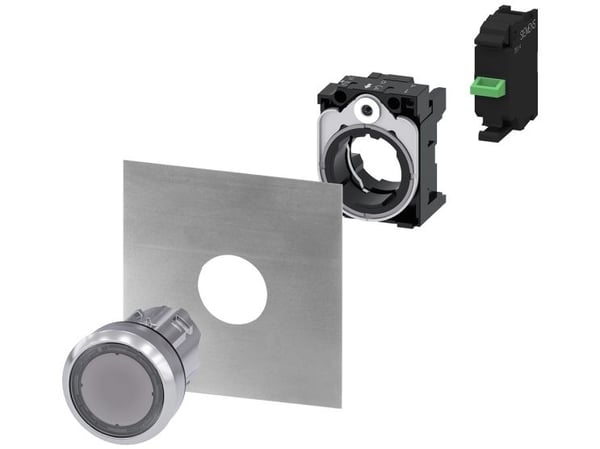 Siemens 3SU1050-0AB70-0AA0 Tryckknapp Frontring metall, högglans, kontrollvred platt Klar 1 st