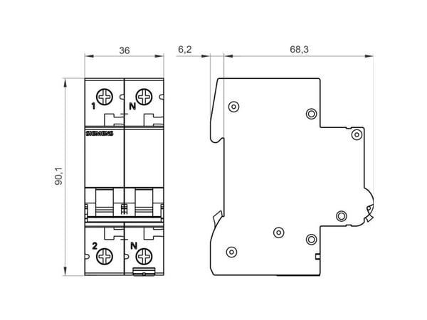 Automatsäkring C 10A 1P+N 10kA 5SL4510-7