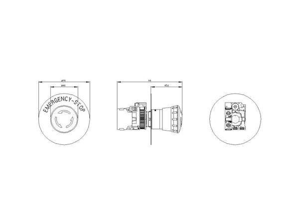 Siemens 3SU1150-1HB20-1CG0, IP67, IP69K, 2,23 cm, 90 mm, 134 mm, 52 mm, 123,5 g
