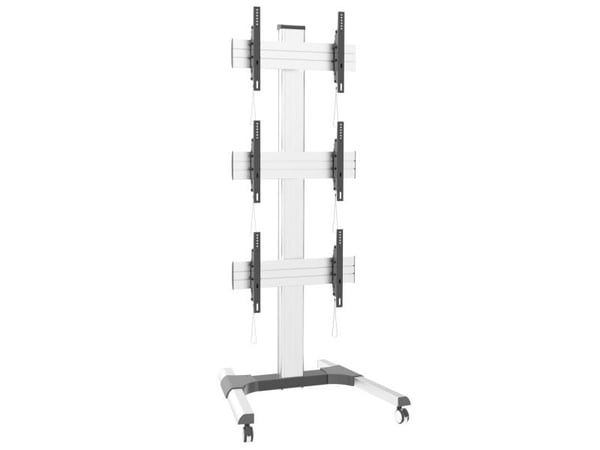 TECHly - Vagn - för 3 LCD-skärmar / videovägg - golvstativ - aluminium - silver - skärmstorlek: 32"-55"