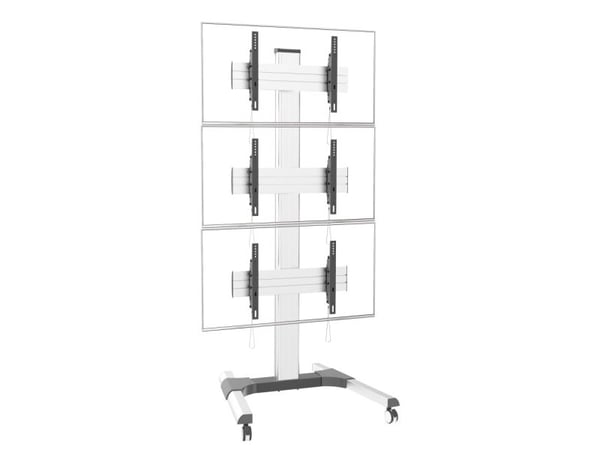 TECHly - Vagn - för 3 LCD-skärmar / videovägg - golvstativ - aluminium - silver - skärmstorlek: 32"-55"