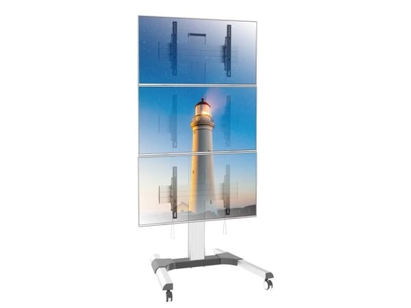 TECHly - Vagn - för 3 LCD-skärmar / videovägg - golvstativ - aluminium - silver - skärmstorlek: 32"-55"