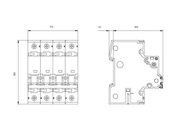 Automatsäkring C 6A, 3P+N, 6kA, 5SY6606-7