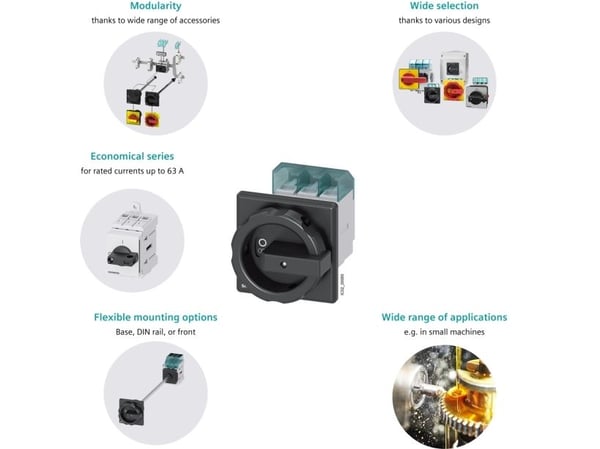 Siemens 3LD3354-1TK53, 3P, IP65, 60 mm, 79 mm, 85 mm, 110 mm