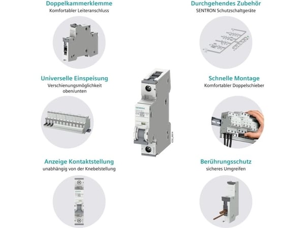Siemens 5SY71067 5SY7106-7 Ledningssikkerikkerhedsafbryder 6 A 230 V, 400 V