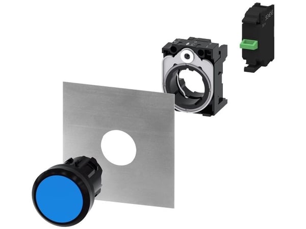 Siemens 3SU1000-0AB50-0AR0 Trykknap Frontring plast, Rund Knap Sort, Blå 1 stk