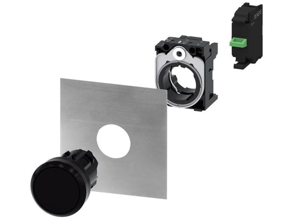 Siemens 3SU1000-0CB10-0AA0 Tryckknapp frontring plast, rund knapp svart 1 st