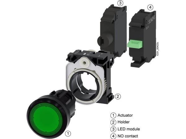 Siemens 3SU1051-6AA40-0AA0 Merkkivalo tasainen vihreä 1 kpl