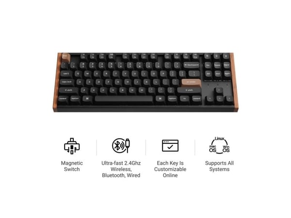 Keychron K8 HE - Special Edition - tangentbord - 80% - bakgrundsbelyst - trådlös - USB, 2.4 GHz, Bluetooth 5.2 - tangentbrytare: Gateron Double-Rai...