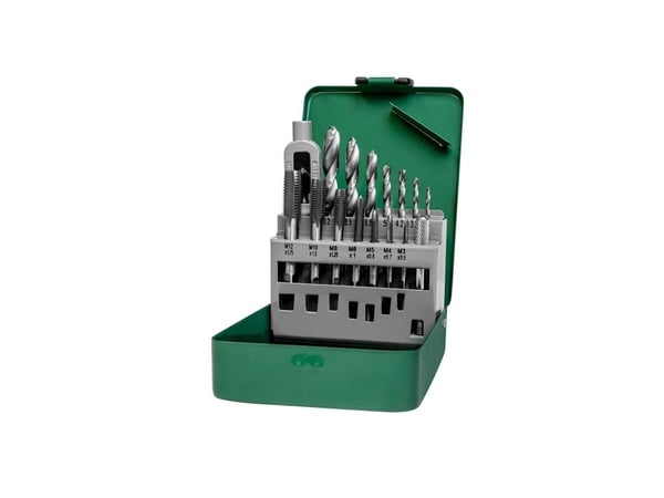 Brüder Mannesmann M53215 Gängad insats 15 delar M3, M4, M5, M6, M8, M10, M12