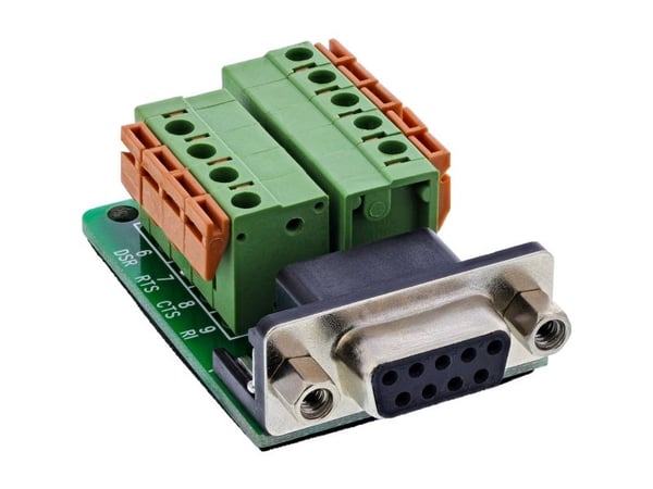 InLine 92501A, Terminal block / D-Sub 9, Svart, Grønn, Hunkjønn/Hunkjønn, 300 V, 10 mO, 100 V