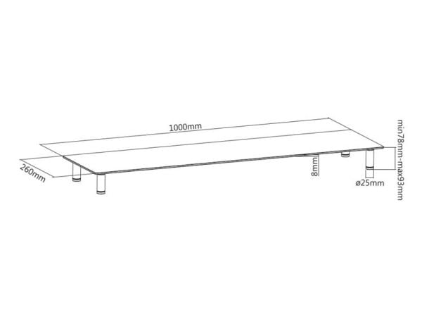 Gembird MS-TABLE-GL-01 Skjermstativ i glass, stort (MS-TABLE-GL-01)