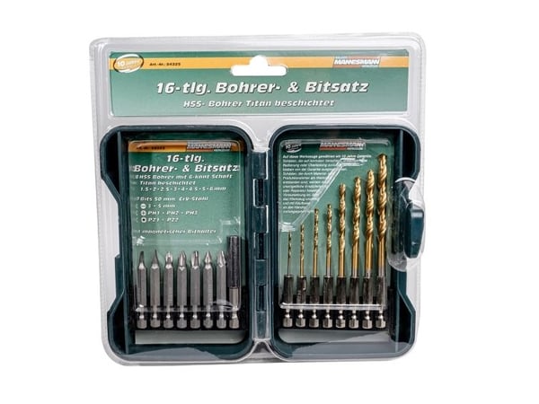 Brüder Mannesmann M54325 Mannesmann TiN 16 dele Bor- och bit-sortiment