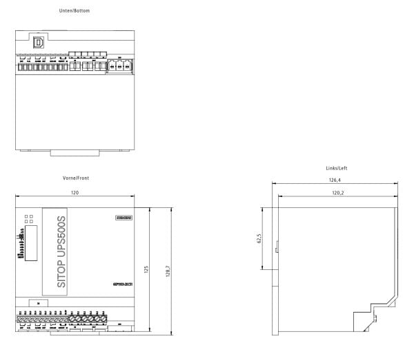Siemens SITOP UPS500S, Vänteläge (offline), 360 W, 24 V, 24 V, 24 V, 24,7 V