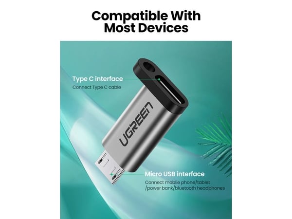 Ugreen 50590, Micro USB, USB C, Grå