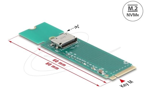 Delock M.2 Key M til 1 x OCuLink SFF-8612 omformer