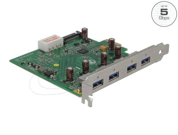 Delock PCI Express-kort > 4 x USB 3.0 - Lagring / USB3.0-kontroller - USB 3.0 - 5 GBps - PCIe 2.1 x1