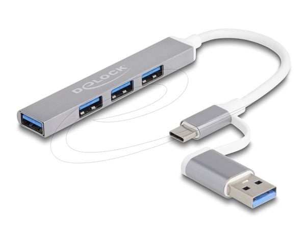 Delock - Hub - 3 x USB 2.0 + 1 x USB 3.2 Gen 1 - stasjonær