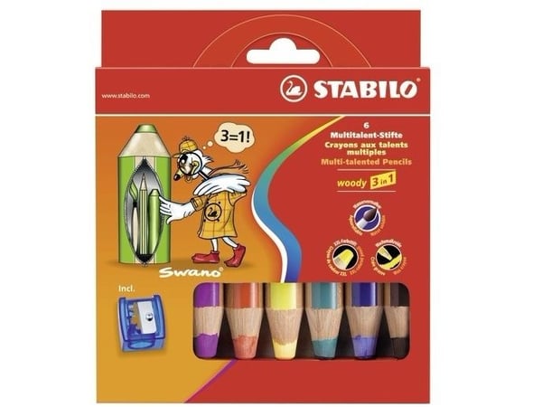STABILO woody 3 in 1, Multi, 6 styck STABILO woody 3 in 1, Multi, 6 styck
