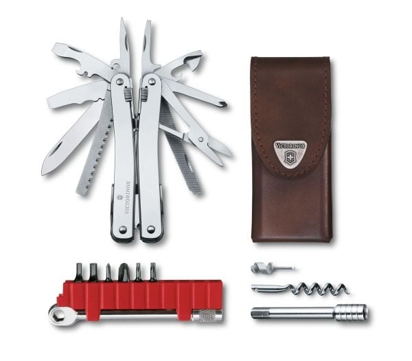 Victorinox Swiss Tool Spirit X Plus Ratchet, Ruostumaton teräs, Nahka, Ruostumaton teräs, 105 mm, 18 mm, 210 g
