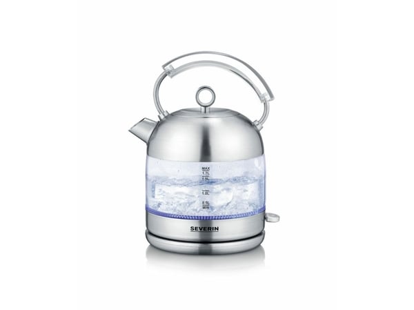 Severin WK 3459, 1,7 L, 2400 W, Ruostumaton teräs, Lasi, Ruostumaton teräs, Veden tason ilmaisin, Ylikuumenemissuoja