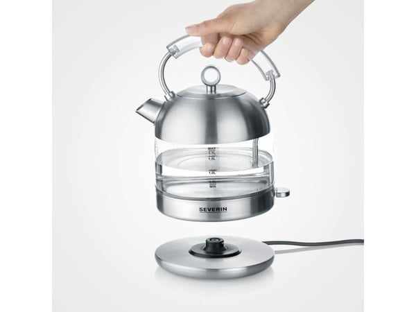 Severin WK 3459, 1,7 L, 2400 W, Ruostumaton teräs, Lasi, Ruostumaton teräs, Veden tason ilmaisin, Ylikuumenemissuoja