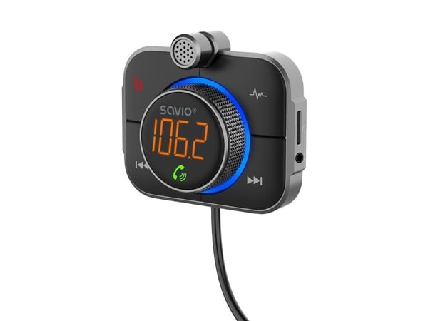 Savio TR-14 Transmitter FM z Bluetooth i ladowarka PD, Analog &amp; digital, FM, 87,6 - 107,9 Mhz, Bluetooth/USB, MicroSD (TransFlash), Cigarrtändare