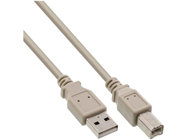 InLine 34518H, 2 m, USB A, USB B, uros/naaras, 0,48 Gbit/s, Beige
