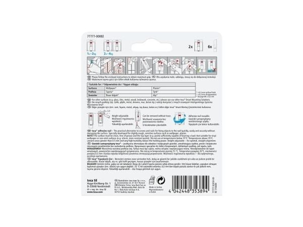 TESA 77777, Innendørs, Universalkrok, Hvit, 2 kg, 2 stykker