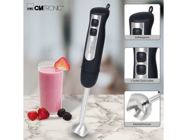 Clatronic SM 3739, Nedsänkning blender, 800 W, Sort, Rustfrit stål