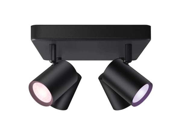 WiZ ytmonterad Imageo Square svart 4 spotlights - Smart LED-belysning - färgat och vitt ljus - GU10 - 4x5W - Wi-Fi