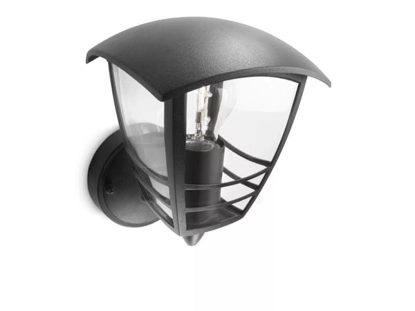Philips myGarden Creek ulkoseinävalaisin 60W E27 (ei sisällä lamppua), Seinävalaistus ulkotiloihin, musta, Metalli, IP44, Puutarha, Patio, I