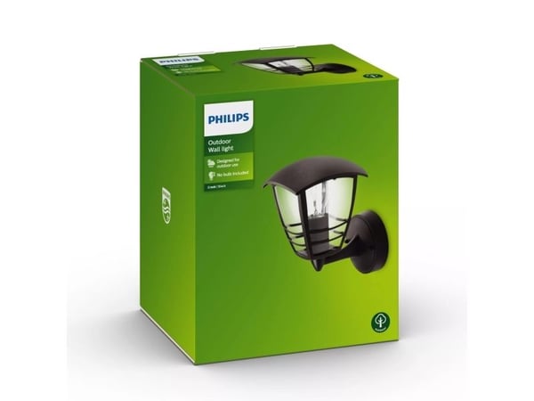Philips myGarden Creek ulkoseinävalaisin 60W E27 (ei sisällä lamppua), Seinävalaistus ulkotiloihin, musta, Metalli, IP44, Puutarha, Patio, I