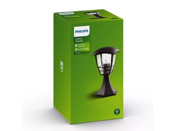 Philips myGarden Creek-sokkel/stilys, 60 W, E27, ingen pære, Utendørs sokkel/stang-belysning, Svart, Metall, IP44, Hage, Terrasse, I