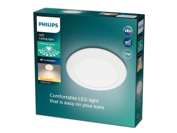 Philips myLiving Cinnabar - Taklampe - LED - 16 W (ekvivalent 24 W) - varmt hvitt lys - 2700 K - rund - hvit