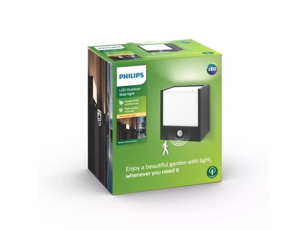 Philips myGarden Macaw - Vegglampe - LED - 3.5 W (ekvivalent 30 W) - varmt hvitt lys - kube - svart