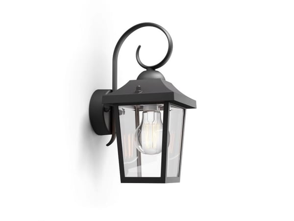 Philips myGarden Buzzard-vegglampe, 60 W, E27, ingen pære, Vegglys, Svart, Metall, IP44, I, Overflatebehandlet