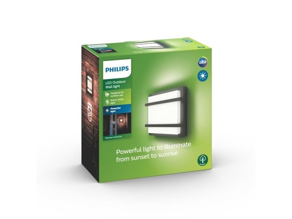 Philips myGarden Väggbelysning, Väggbelysning för utomhusbruk, Antracit, Vit, Gjuten aluminium, II, Modern, Contemporary