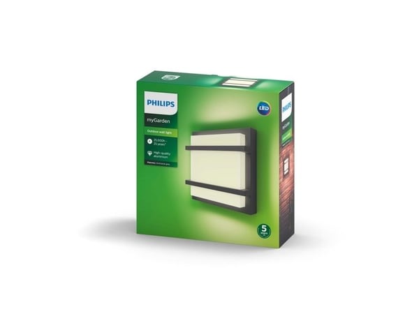 Philips myGarden Väggbelysning, Väggbelysning för utomhusbruk, Antracit, Vit, Gjuten aluminium, II, Modern, Contemporary