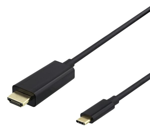 DELTACO - Adapterkabel - USB-C hane till HDMI hane - 2 m - svart - 4K60 Hz (4096 x 2160) stöd