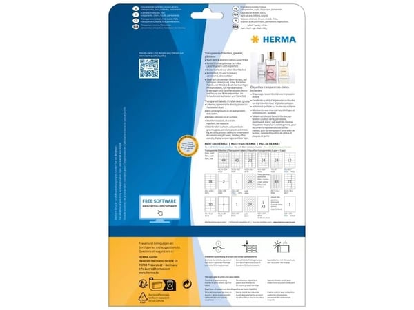 HERMA Special - Blank - gjennomsiktig - 99.1 x 139 mm 100 etikett(er) (25 ark x 4) transparente filmetiketter