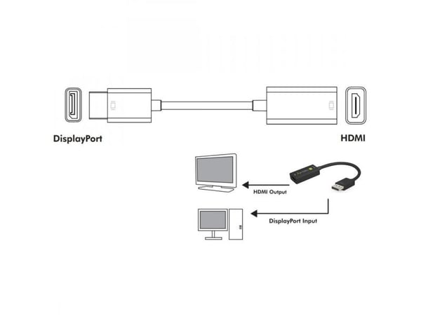 TECHly - Videokort - DisplayPort hane till HDMI hona - 24.5 cm - svart - aktiv, 8K30Hz stöd