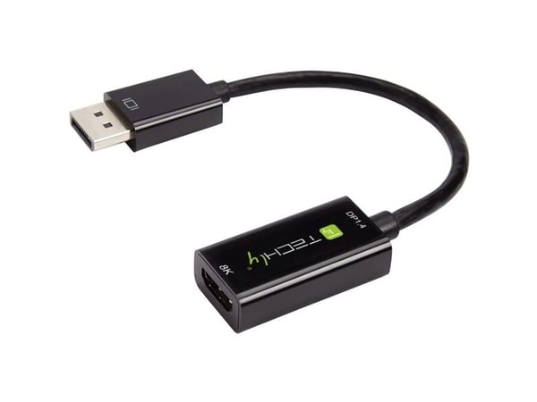 TECHly - Videokort - DisplayPort hane till HDMI hona - 24.5 cm - svart - aktiv, 8K30Hz stöd