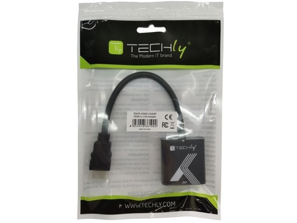 Techly IDATA HDMI-VGA2P, Svart, 0,1 m, 1920 x 1200 pixlar, 480p, 576p, 720p, 1080p, 60 hz, 48 kHz