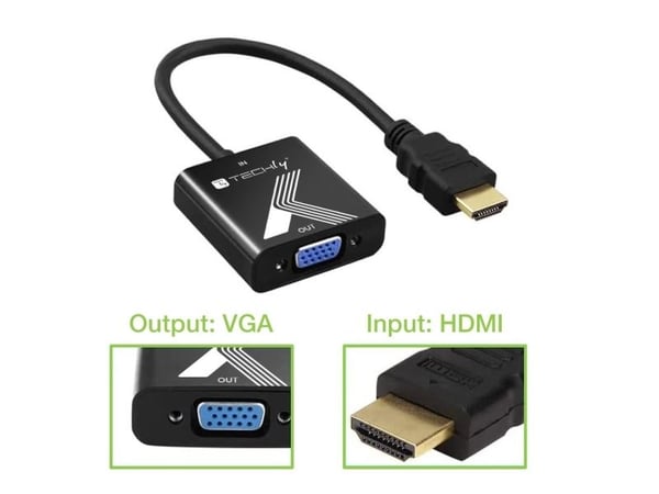 Techly IDATA HDMI-VGA2P, Svart, 0,1 m, 1920 x 1200 pixlar, 480p, 576p, 720p, 1080p, 60 hz, 48 kHz