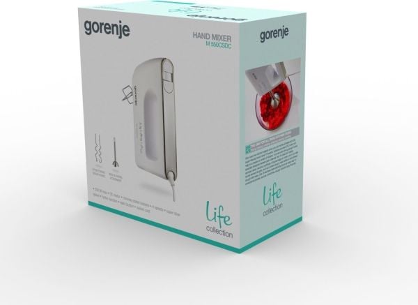 Gorenje M550CSDC, Håndmikser, Hvit, Miksing, 1,3 m, Knapper, Rotasjon, DC