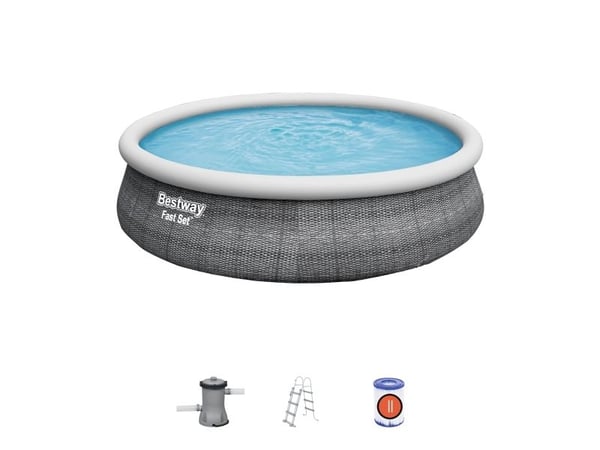 Bestway 57372, 12362 l, Oppblåsbart basseng, Voksen og barn, Stige, Grå, 38,8 kg